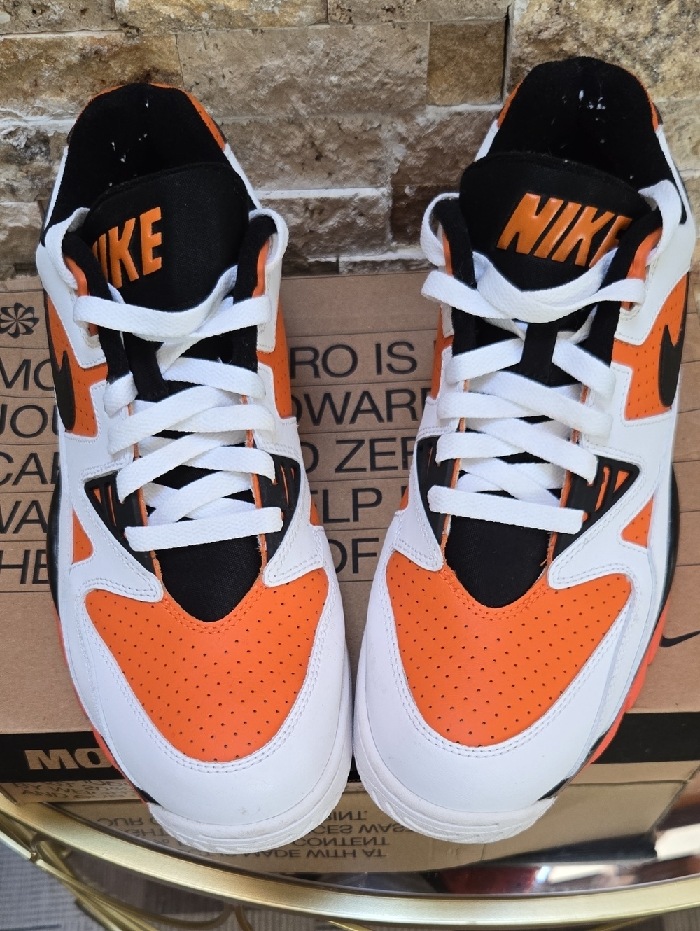 Nike Kids Orange, White & Black Low-Top Sneakers